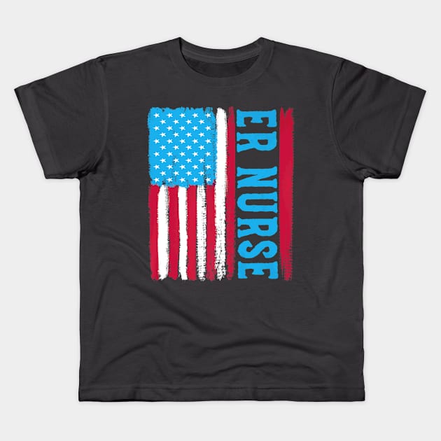 American Flag Er Nurse Kids T-Shirt by Stick Figure103